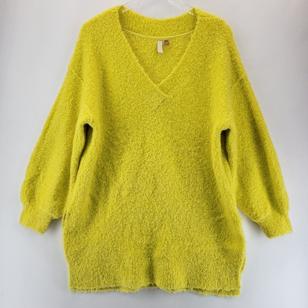 Pilcro Anthropologie Tunic Sweater Womens Medium Boucle Bright‎ Yellow Kidcore